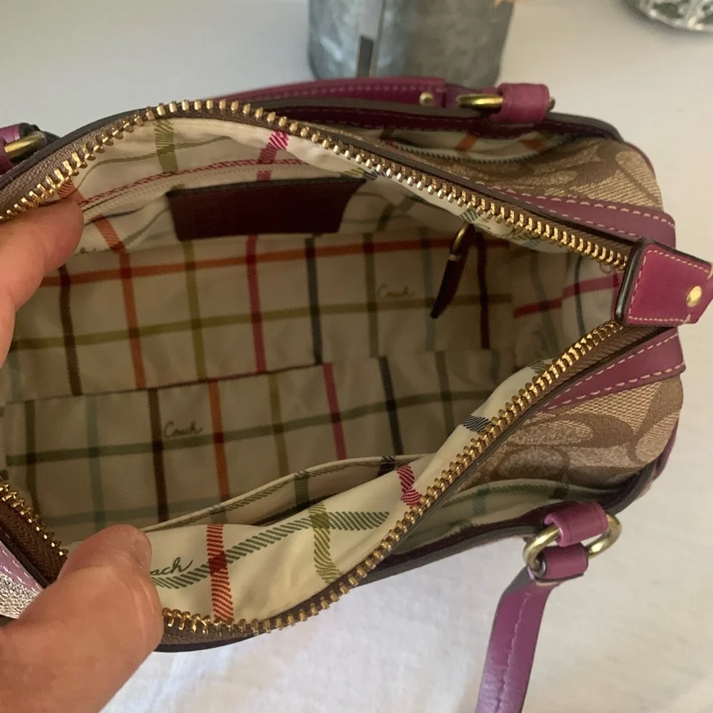 Coach RARE Mini Heritage  Satchel Signature Leather Bag and Wristlet